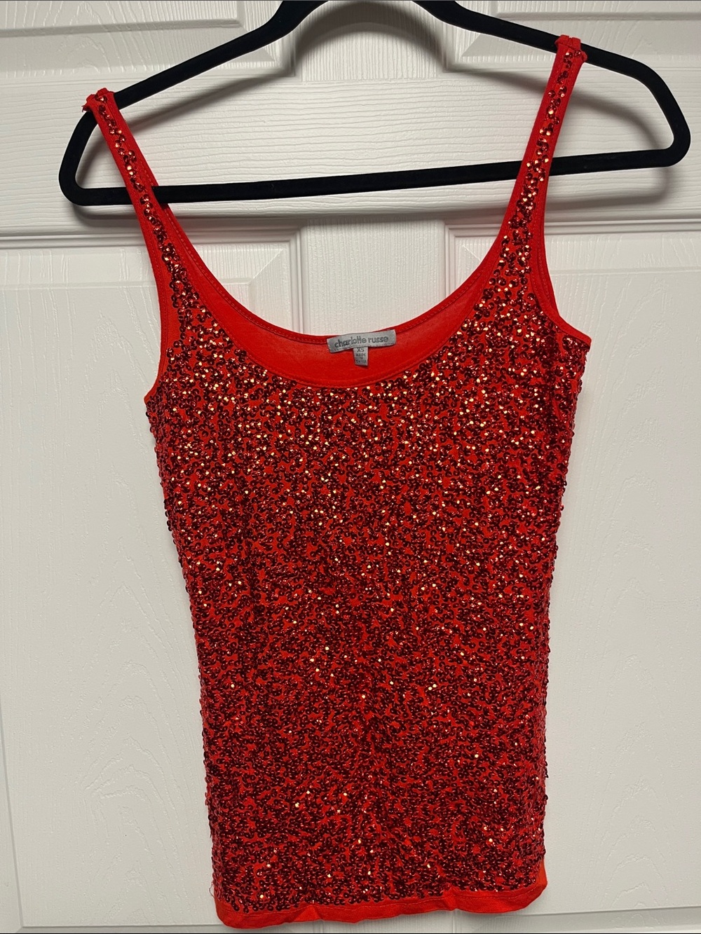 Charlotte Russe Red Sequin Camisole Tank